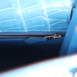 Pre-owned Hermes Kelly Retourne 32 Bleu Mykonos Matte Alligator Palladium Hardware - Thumbnail View 9
