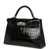 Hermes Kelly Sellier 20 Black Shiny Alligator Palladium Hardware - Thumbnail View 5