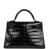Hermes Kelly Sellier 20 Black Shiny Alligator Palladium Hardware - Thumbnail View 4