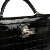 Hermes Kelly Sellier 20 Black Shiny Alligator Palladium Hardware - Thumbnail View 7