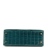 Pre-owned Hermes Kelly Sellier 25 Vert Bosphore Shiny Alligator Gold Hardware - Thumbnail View 6