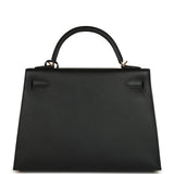 Pre-owned Hermes Kelly Sellier 32 Black Epsom Gold Hardware - Thumbnail View 4