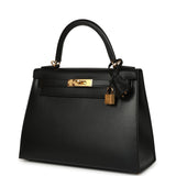 Pre-owned Hermes Kelly Sellier 28 Black Tadelakt Gold Hardware - Thumbnail View 5