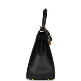 Pre-owned Hermes Kelly Sellier 28 Black Tadelakt Gold Hardware - Thumbnail View 3