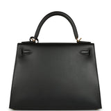 Pre-owned Hermes Kelly Sellier 28 Black Tadelakt Gold Hardware - Thumbnail View 4