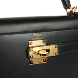 Pre-owned Hermes Kelly Sellier 28 Black Tadelakt Gold Hardware - Thumbnail View 7