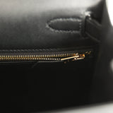 Pre-owned Hermes Kelly Sellier 28 Black Tadelakt Gold Hardware - Thumbnail View 9