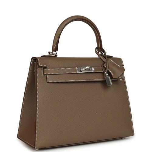 Hermes Kelly Sellier 25 Etoupe Epsom Palladium Hardware