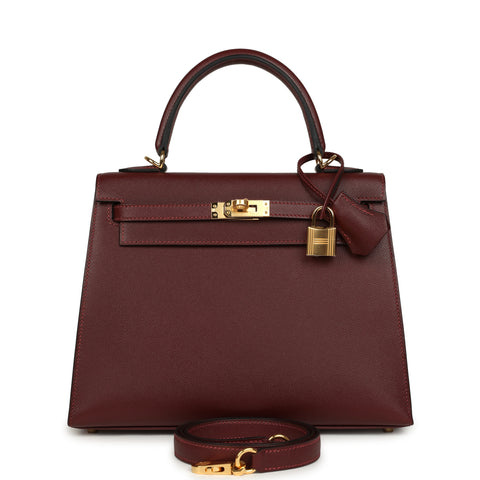Hermes Kelly Sellier 25 Rouge H Madame Gold Hardware