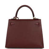 Hermes Kelly Sellier 25 Rouge H Madame Gold Hardware - Thumbnail View 4