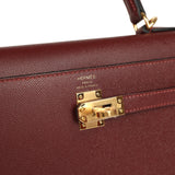 Hermes Kelly Sellier 25 Rouge H Madame Gold Hardware - Thumbnail View 7