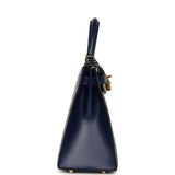Pre-owned Hermes Kelly Sellier 28 Bleu Saphir Box Gold Hardware - Thumbnail View 3