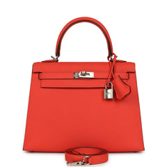 Hermes Kelly Sellier 25 Rose Texas Epsom Palladium Hardware