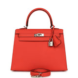 Hermes Kelly Sellier 25 Rose Texas Epsom Palladium Hardware - Thumbnail View 1