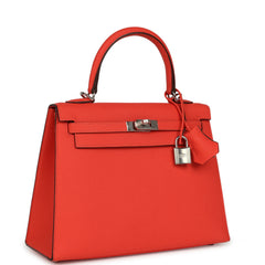 Hermes Kelly Sellier 25 Rose Texas Epsom Palladium Hardware