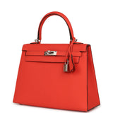 Hermes Kelly Sellier 25 Rose Texas Epsom Palladium Hardware - Thumbnail View 5