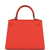 Hermes Kelly Sellier 25 Rose Texas Epsom Palladium Hardware - Thumbnail View 4
