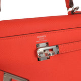 Hermes Kelly Sellier 25 Rose Texas Epsom Palladium Hardware - Thumbnail View 7