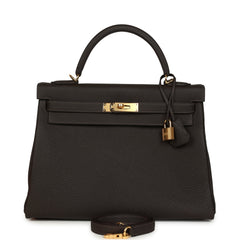 Hermes Kelly Retourne 32 Bai-Brun Togo Gold Hardware