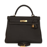 Hermes Kelly Retourne 32 Bai-Brun Togo Gold Hardware - Thumbnail View 1