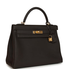 Hermes Kelly Retourne 32 Bai-Brun Togo Gold Hardware