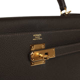 Hermes Kelly Retourne 32 Bai-Brun Togo Gold Hardware - Thumbnail View 7
