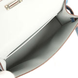 Hermes Special Order (HSS) Kelly Sellier 20 Bleu Glacier and Bleu Fonce Ostrich Palladium Hardware - Thumbnail View 8