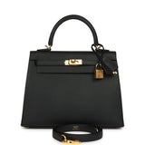 Hermes Kelly Sellier 25 Black Epsom Gold Hardware - Thumbnail View 1