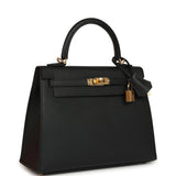 Hermes Kelly Sellier 25 Black Epsom Gold Hardware - Thumbnail View 2