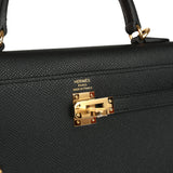Hermes Kelly Sellier 25 Black Epsom Gold Hardware - Thumbnail View 7