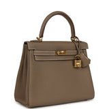 Pre-owned Hermes Kelly Retourne 25 Etoupe Togo Gold Hardware - Thumbnail View 2