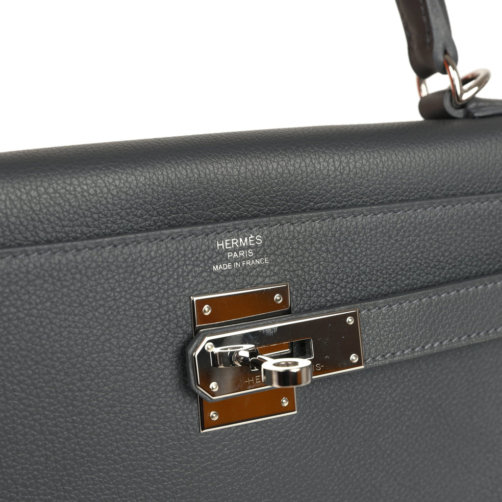 付属品付 幻 HERMES エンブロイダリー ラムレザーロングベスト ブラック Pre-owned Hermes Kelly Retourne 28 Ardoise Evercolor Palladium Hardwar