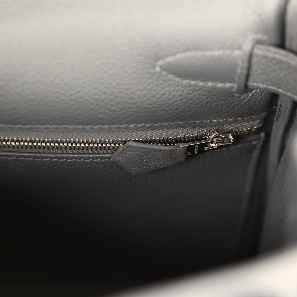 Pre-owned Hermes Kelly Retourne 28 Ardoise Evercolor Palladium Hardwar