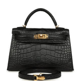Hermes Special Order (HSS) Kelly Sellier 20 Black Verso Matte Alligator Gold Hardware - Thumbnail View 1