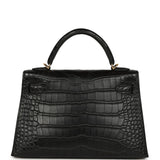 Hermes Special Order (HSS) Kelly Sellier 20 Black Verso Matte Alligator Gold Hardware - Thumbnail View 4