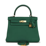 Hermes Kelly Retourne 28 Vert Moyen Clemence Gold Hardware - Thumbnail View 1
