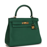Hermes Kelly Retourne 28 Vert Moyen Clemence Gold Hardware - Thumbnail View 2