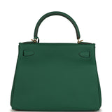 Hermes Kelly Retourne 28 Vert Moyen Clemence Gold Hardware - Thumbnail View 4