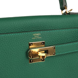 Hermes Kelly Retourne 28 Vert Moyen Clemence Gold Hardware - Thumbnail View 7