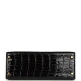 Vintage Hermes Kelly Sellier 28 Black Shiny Alligator Gold Hardware - Thumbnail View 6