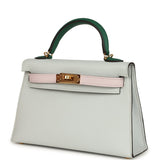 Hermes Kelly Sellier 20 Tri-color Gris Platine, Mauve Pale and Vert Moyen Epsom Gold Hardware - Thumbnail View 5