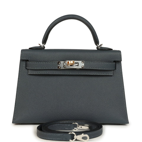 Hermes Kelly Sellier 20 Gris Misty Epsom Electrum Hardware