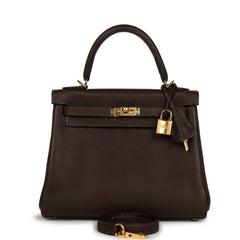 Hermes Kelly Retourne 25 Ebene Barenia Faubourg Gold Hardware
