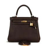 Hermes Kelly Retourne 25 Ebene Barenia Faubourg Gold Hardware - Thumbnail View 1