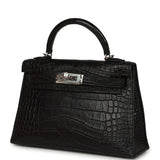 Hermes Special Order (HSS) Kelly Sellier 20 Black Verso Matte Alligator Palladium Hardware - Thumbnail View 5
