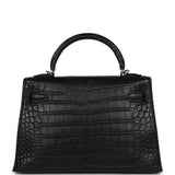 Hermes Special Order (HSS) Kelly Sellier 20 Black Verso Matte Alligator Palladium Hardware - Thumbnail View 4