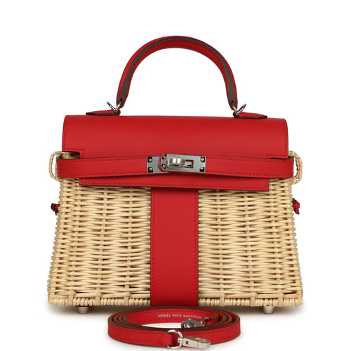 Hermes Mini Picnic Kelly 20 Rouge De Coeur Swift Palladium Hardware