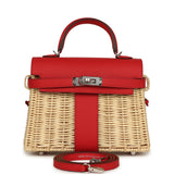 Hermes Mini Picnic Kelly 20 Rouge De Coeur Swift Palladium Hardware - Thumbnail View 1