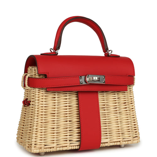 Hermes Mini Picnic Kelly 20 Rouge De Coeur Swift Palladium Hardware