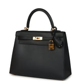 Pre-owned Hermes Kelly Sellier 25 Black Verso Sombrero Gold Hardware - Thumbnail View 5